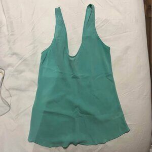 Aritzia teal silk tank top size XS